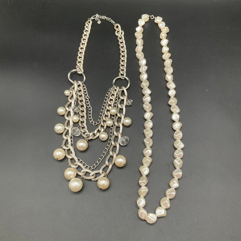Faux Pearl Statement Costume Jewelry Lot of 6 Necklaces Bib Multi-Strand Choker