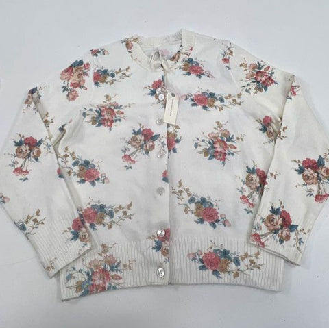 Anthropologie NWT Cream Floral Print Button Front Cardigan Sweater Women's S