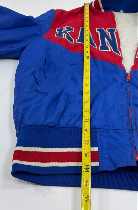 Vintage 80s Kansas Jayhawks Crimson Girls Satin Bomber Jacket Quilted Lined Sz S