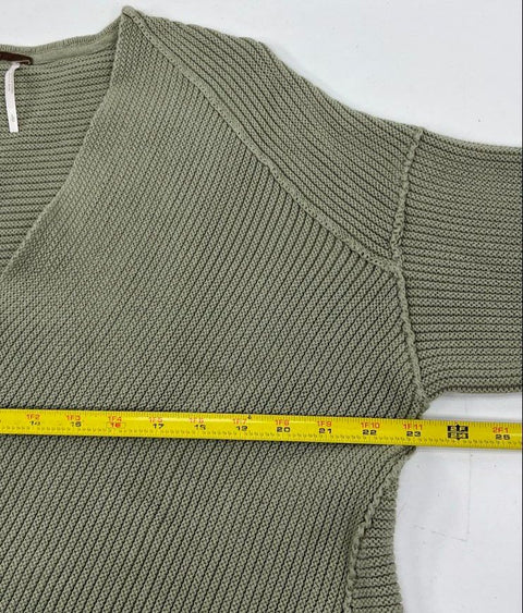 Free People Women's Sage Green Easy Street Tunic Ribbed Knit Sweater Size L