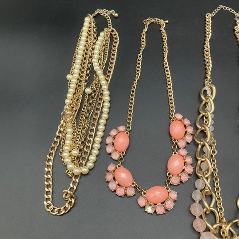Fashion Costume Jewelry Lot of 6 Necklaces Statement Faux Pearl Jasper Stone
