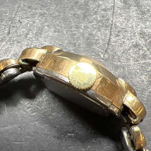Vintage 10K Rolled Gold Plate Bezel Clinton Ladies Watch Ticking