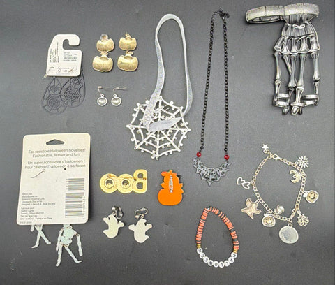 Mixed Halloween Costume Jewelry Lot 25+ Pcs Nightmare Before Christmas Skeleton