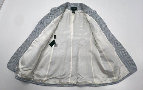 Vintage Lauren Ralph Lauren Women's Blue Glen Plaid Wool Blazer Jacket Sz 8