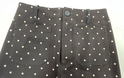 Maeve by Anthropologie Women's Black White Polka Dot Midi Skirt Pockets NWT M