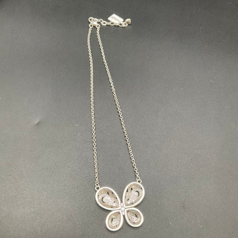Brighton Silver Tone Crystal Contempo Butterfly Necklace 18" NWT