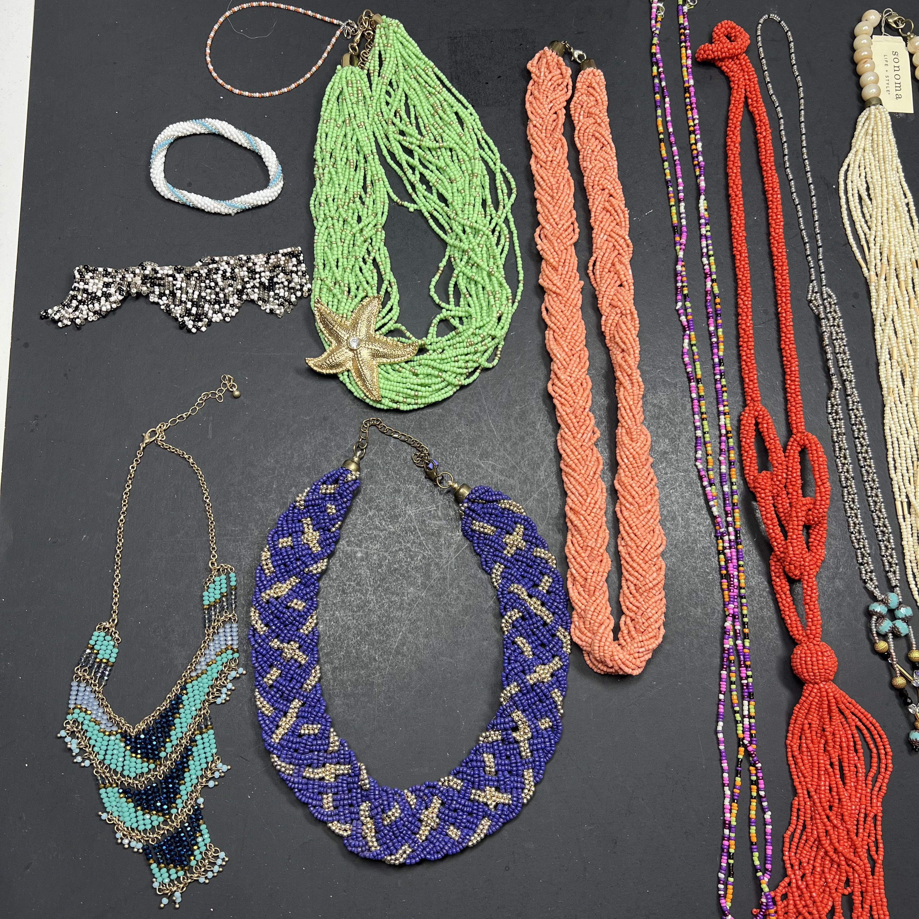 Lot of Seed Beaded Necklaces Styles Sizes Vary