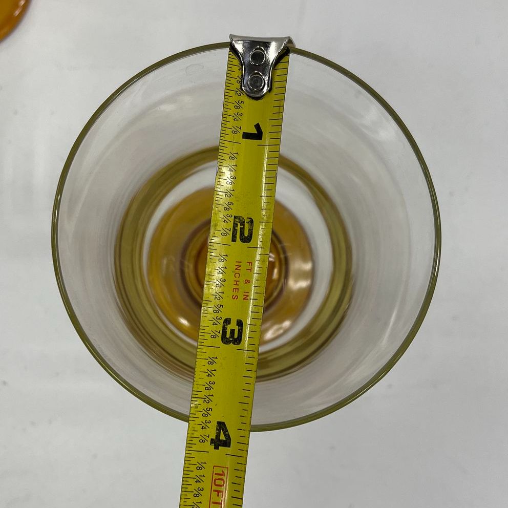 Vintage 70s Libbey Tawny Accent Amber Water Goblets Glasses Lot of 3 USA