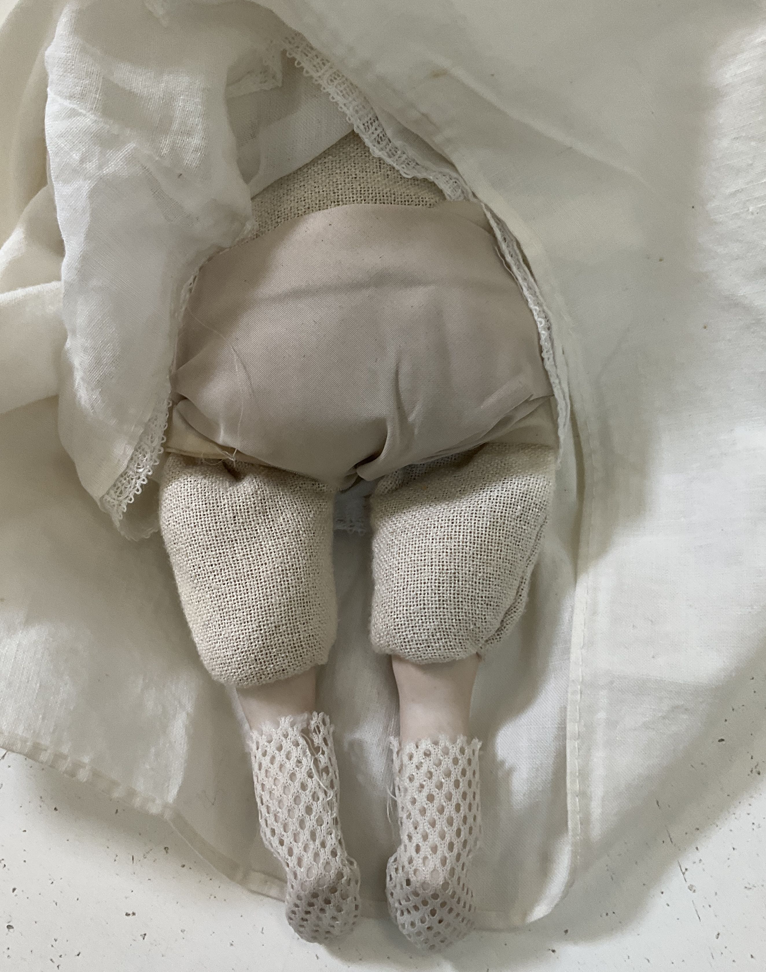 Two Vintage Bisque Dolls Bye Lo Style Prince Henry Christening Dress Outfits