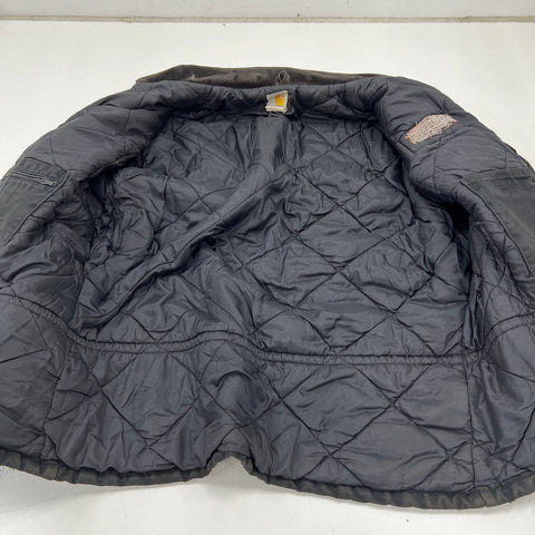 Carhartt C03 Black Arctic Traditional Coat Quilt Lined Distressed Jacket Sz 48