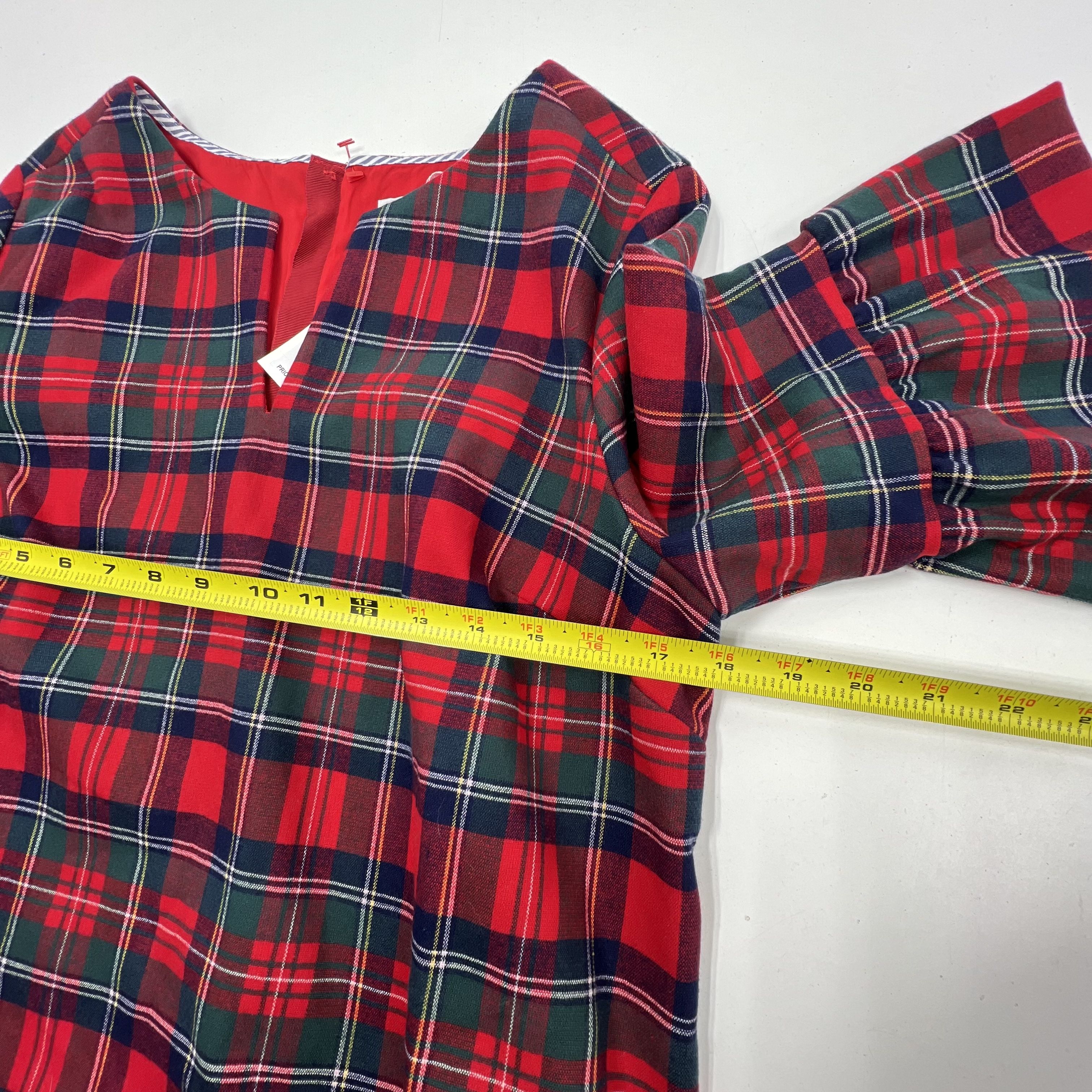 Vineyard Vines Red Plaid Greenwich Flutter Sleeve Dress Women's 10 NWT
