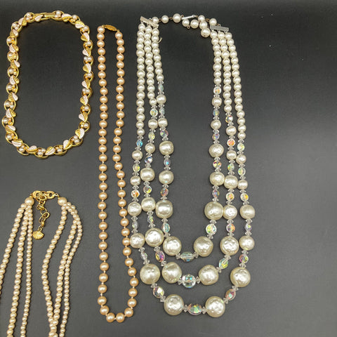 Vintage Richelieu Japan Faux Pearl Necklace Jewelry Lot of 8 Multi-Strand Retro