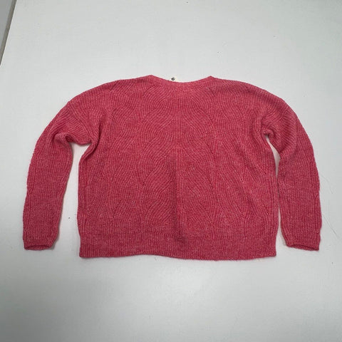 NWT Anthropologie Pink Rose Cable Knit Crewneck Sweater Women's Size S
