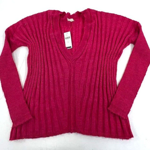 Pilcro Pink Rose NWT Wide Ribbed V-Neck Sweater Pullover Women's XS