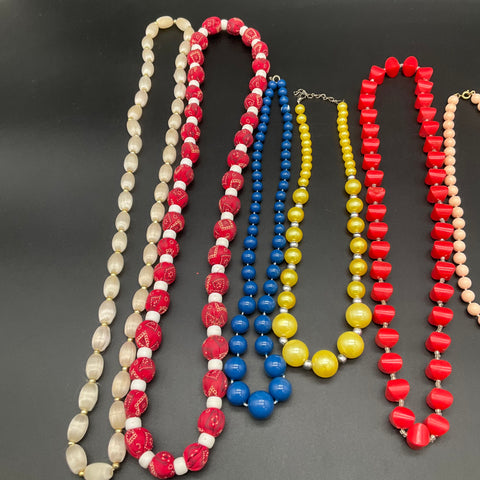 Vintage Retro Beaded Necklace Lot of 11 Acrylic Plastic Lucite Faux Pearl