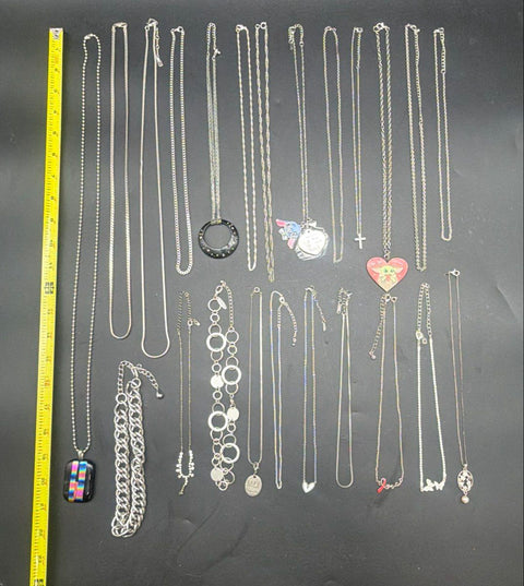 Silver Tone Fashion Jewelry Necklace Lot 23 Grogu Stitch Themed Pendants