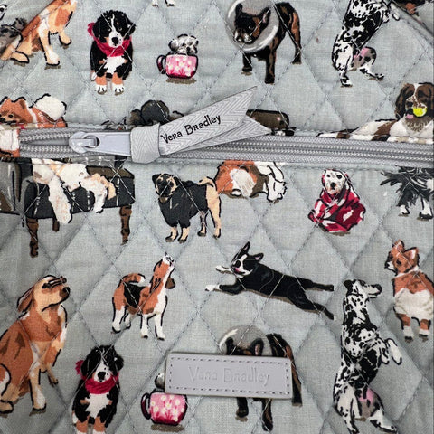 Vera Bradley Best in Show Dog Print Gray Quilted Cotton Mini Backpack