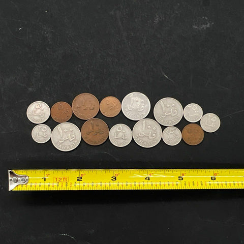 Bahrain Coin Lot Vintage 1965-1970 16 Pieces 1 5 10 25 50 100 Fils