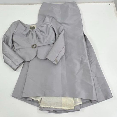 Vintage Y2K Redux Charles Chang-Lima Silver Bolero Jacket Maxi Skirt Set Womens