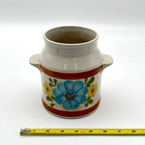 FTD Secla Portugal Ceramic Utensil Holder Floral Measurement Chart Vintage
