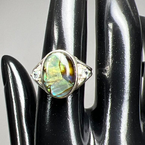 Avon Sterling Silver Abalone & Gemstone Ring Size 7 4g