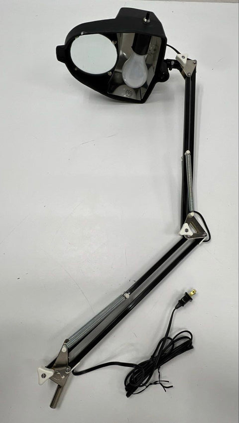 Vintage Magnifier Lamp Black Swing Arm Desktop 3-Diopter Lens Hobby Light