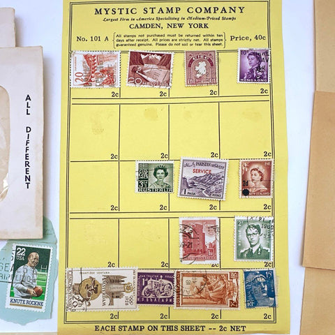 Worldwide Postage Stamp Lot Vintage USA Canada Europe Mystic Stamp Co 200 Pcs