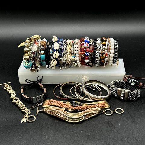 Mixed Fashion Bracelet Lot 40+ Pcs Vintage to Modern Beaded Bangles Boho Style