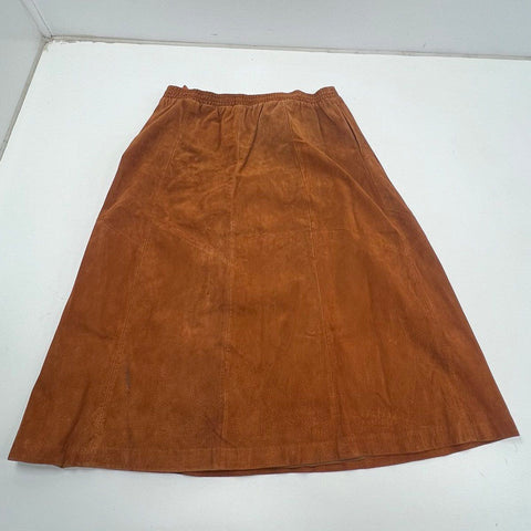 Silhouettes Women's Brown Vintage 90s Suede Leather A-Line Skirt Size 26