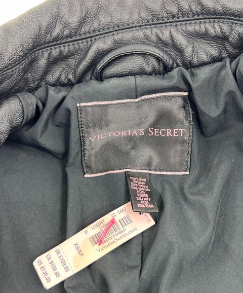 Victoria's Secret Black Faux Leather Moto Biker Jacket Womens XS NWD
