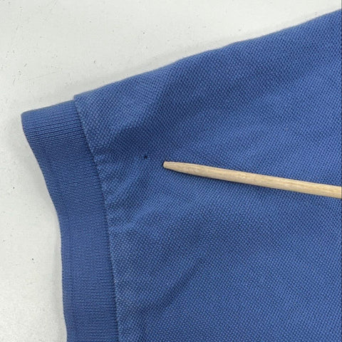 Burberry Men's Polo Shirt Blue Embroidered Knight Nova Check Placket Sz L