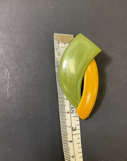Vintage Edgar Berebi Yellow & Green Enamel Pierced Statement Fashion Earrings