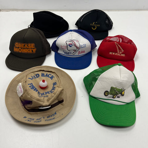 Vintage Lot of 7 Trucker Hats Snapback John Deere I-70 Series Bucket Hat