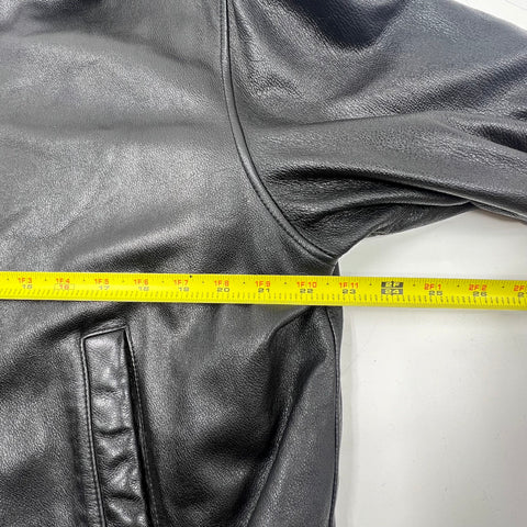 Croft & Barrow Black Vintage Y2K Quilted Lined Bomber Leather Jacket Men's L