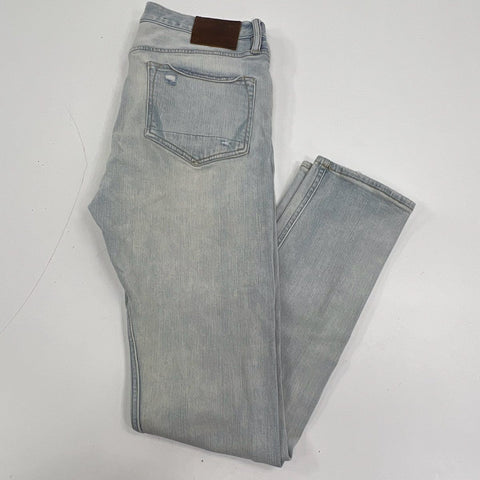 AllSaints Mens Cigarette Damaged Jeans Light Wash Blue Distressed Button Fly W32