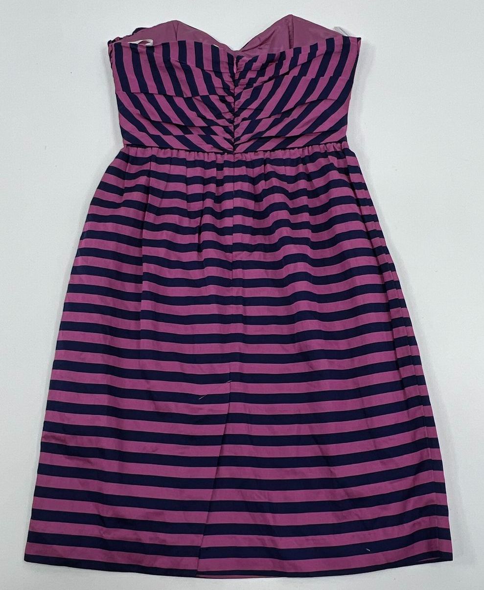 Women's Corey Lynn Calter Pink Blue Striped Fitted Sleeveless Short Dress Size 4