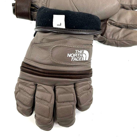 The North Face Brown Taupe Leather Ski Gloves Padded Size L
