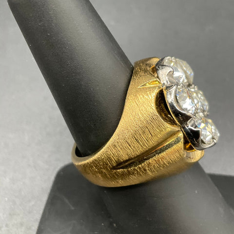 Vintage Mid-Century Uncas Gold Tone Rhinestone Cluster Ring Size 8