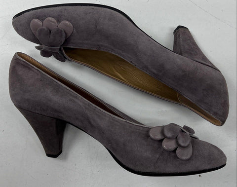 Vintage Saks Fifth Avenue Fantastic Mauve Suede Bow Pumps Italy Women's Size