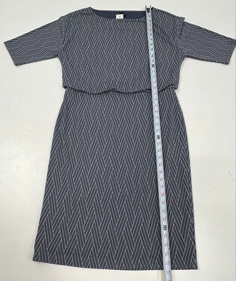 Ann Taylor Women's Gray Geometric Popover Short Sleeve Sheath Dress NWT Sz M