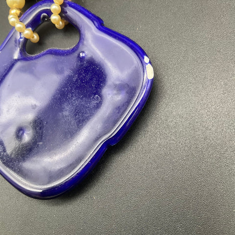 Vintage Asian Ceramic Floral Pendants & Cultured Pearl Necklace Jewelry Lot of 5