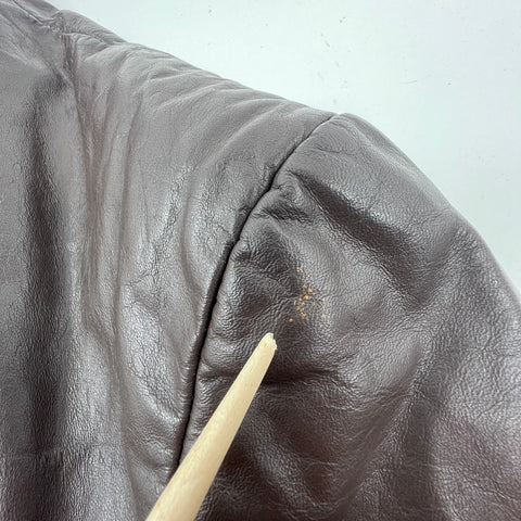 Vintage 70s Clipper Mist Brown Leather Car Coat Jacket Blazer Men's 44L