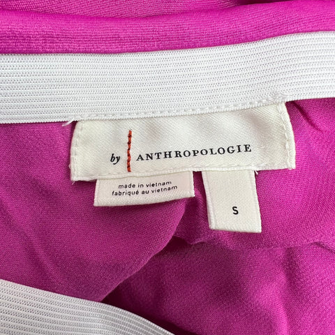 Anthropologie Maeve Green Ribbed T-Shirt Magenta Skirt Set Women's Small