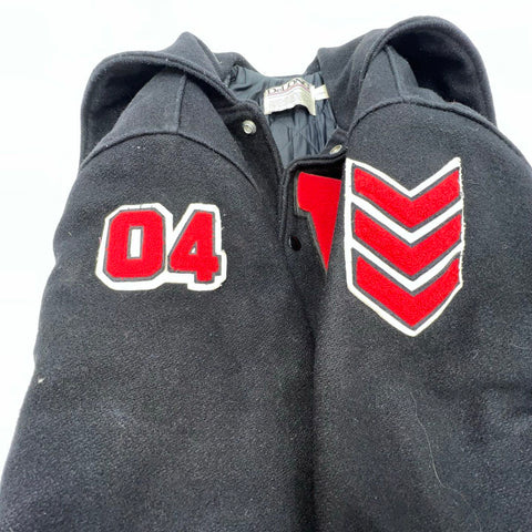 DeLong Vintage Y2K Womens Wool Varsity Letterman Jacket Westside 04 Black L