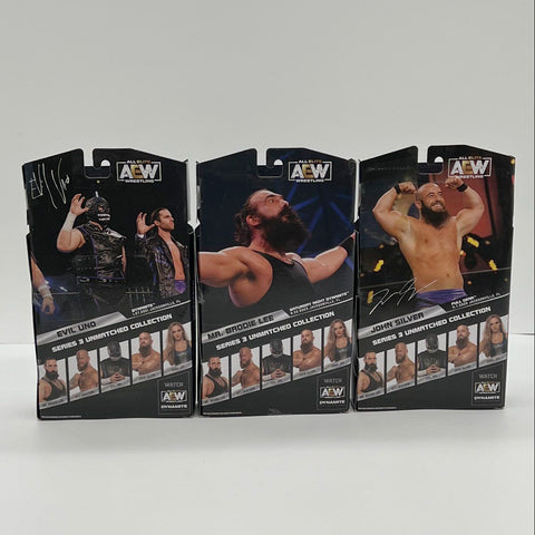 AEW Wrestling Figure Lot Unmatched Series 3 Brodie Lee Evil Uno John Silver NIB