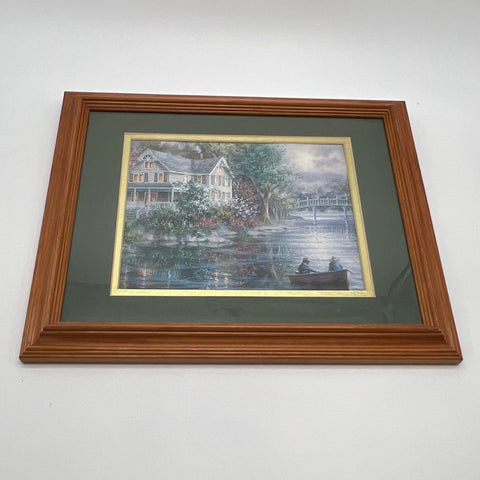 Set 3 Unsigned Cottage Landscape Prints 16x13 Kinkade Style Framed