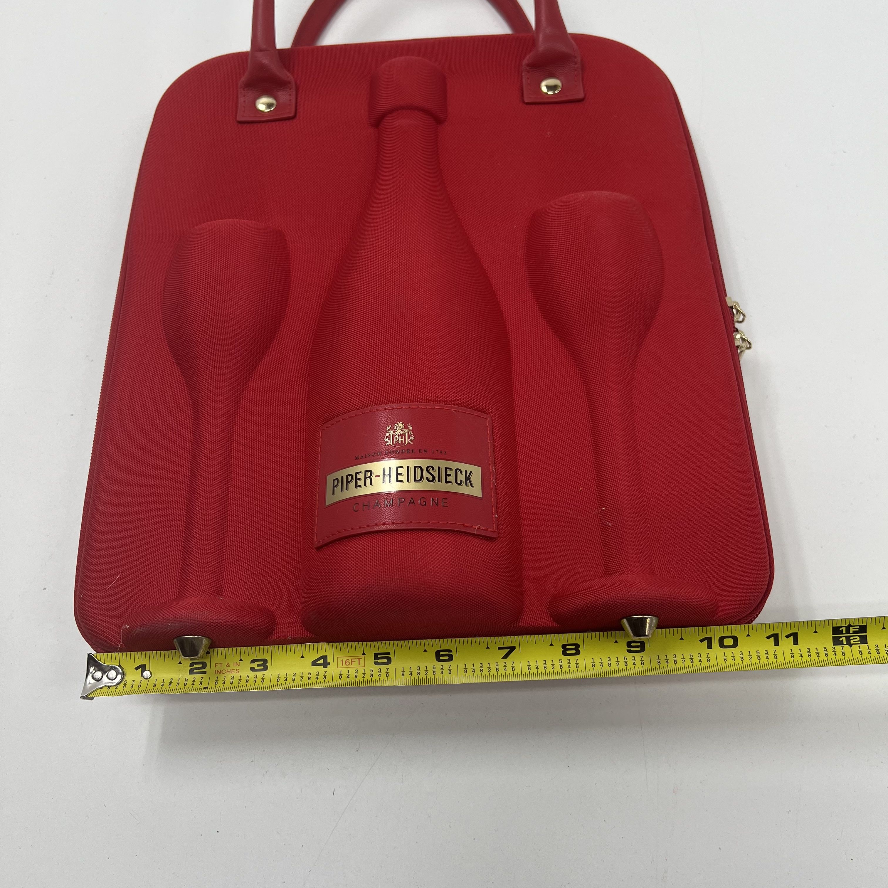 Piper-Heidsieck Red Champagne Travel Tote Cooler Bag Carrier Case Gold Hardware