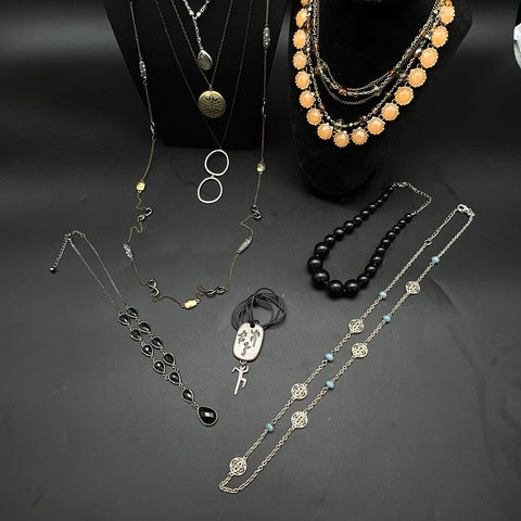 Vintage to Modern Costume Jewelry Necklace Lot of 10 Beaded Statement Boho