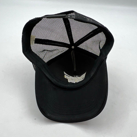 WWF World Wrestling Retro Logo Trucker Hat Black Mesh Rope Snapback Sz OS