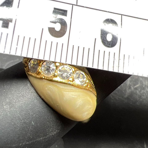 Avon Tailored Elegance Gold Plate Enamel Rhinestone Ring Size 8.25 4.75g